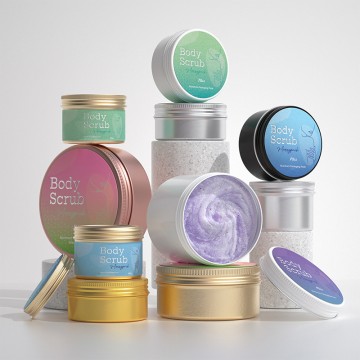 Custom Cosmetic Aluminium Jar Container for Body Scrub Cream Packaging