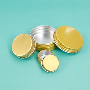 5ml--250ml Round Empty Tin Can Gold Metal Tin Screw Lid Gold Aluminum Jar