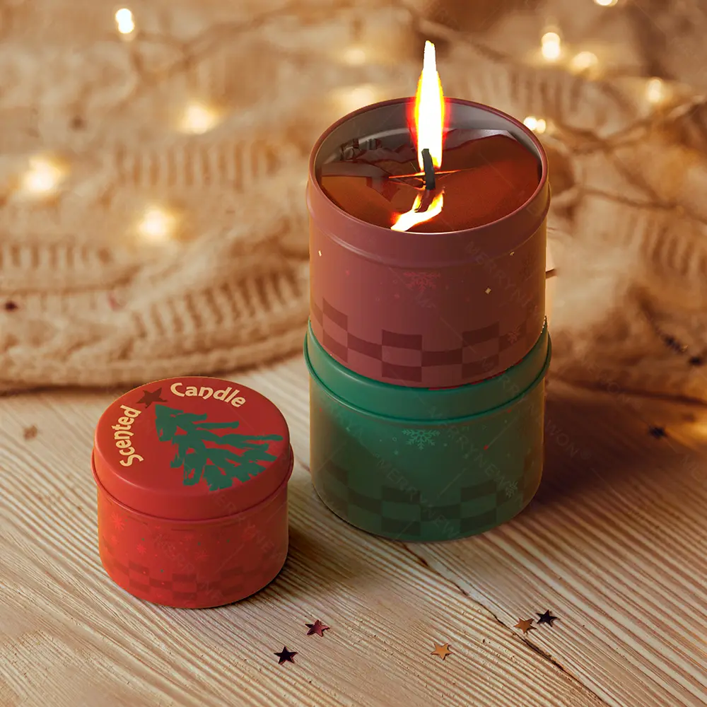OEM/ODM Christmas Aluminum Candle Jars – Checkered Print
