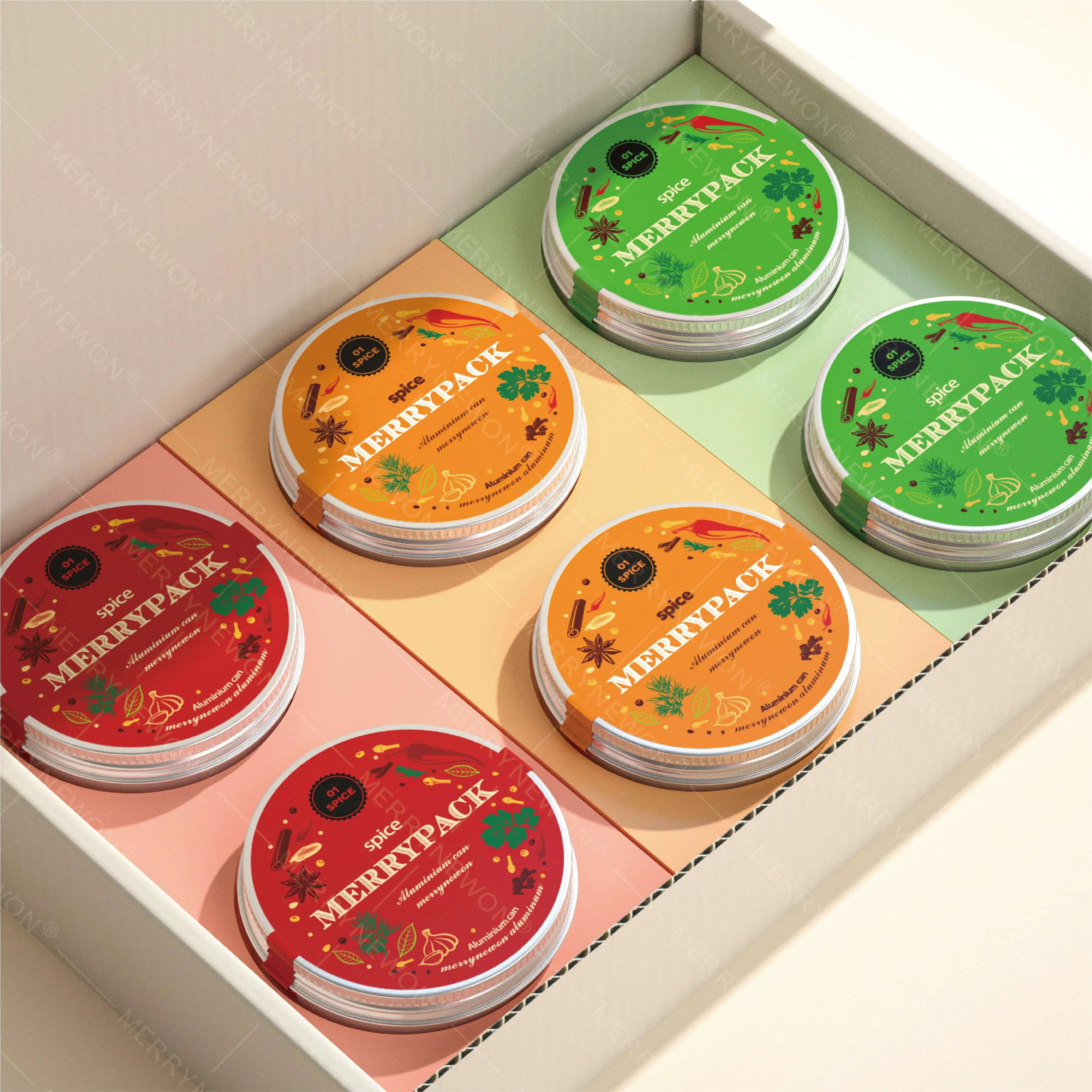 Aluminum spice jars with shaker lids
