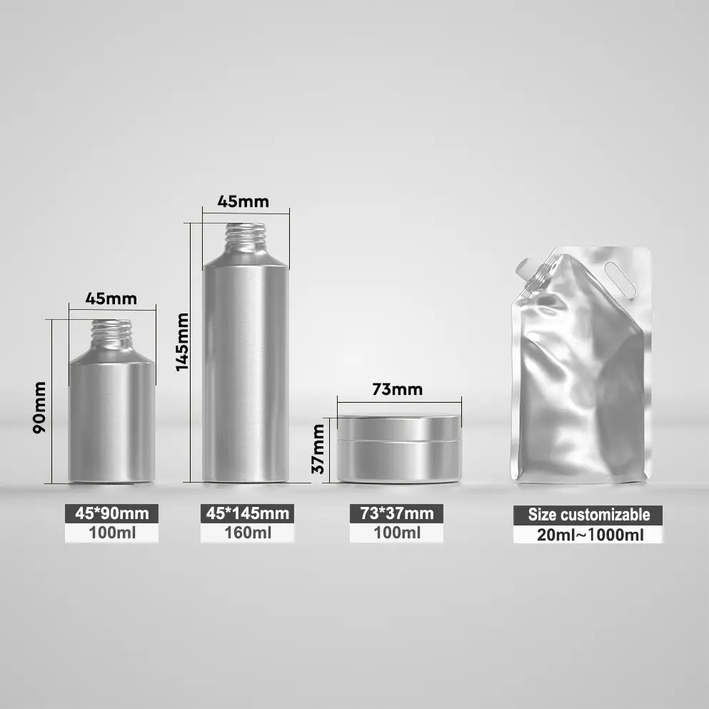 travel size aluminum cosmetic bottles