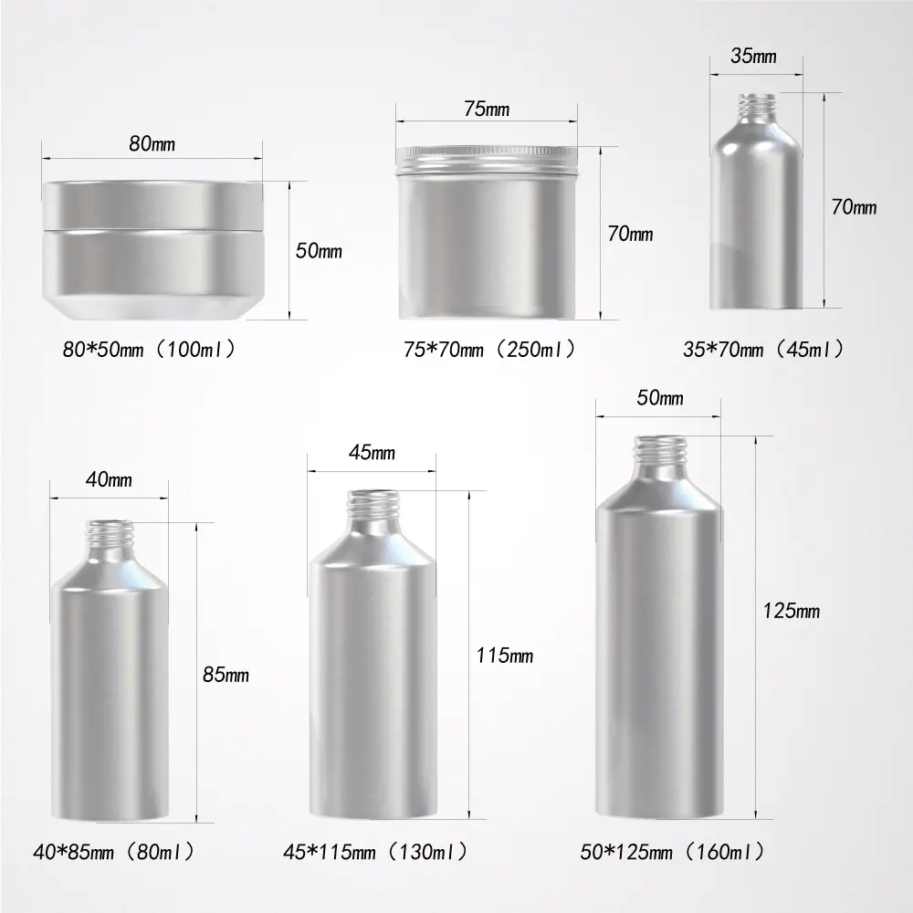 empty aluminum bottle and jar wholesale